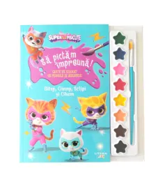 Coperta cărții Disney. Superpisicute. Sa pictam impreuna! Bitsy, Ginny, Sclipi și Ghem. Carte de colorat cu pensula si acuarele