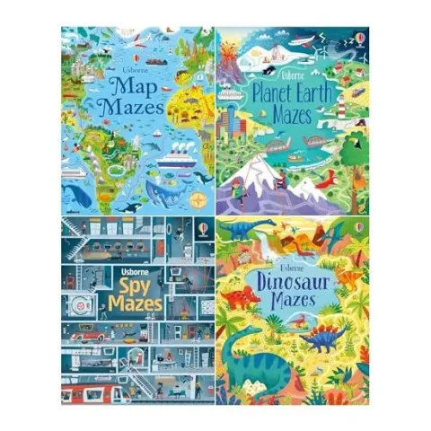 Coperta cărții Usborne Mazes Series 4 Books Set (Maps, Planet Earth, Spy, Dinosaur) , Various , Usborne