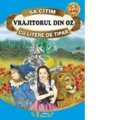 Coperta cărții Sa citim Vrajitorul din Oz cu litere de tipar