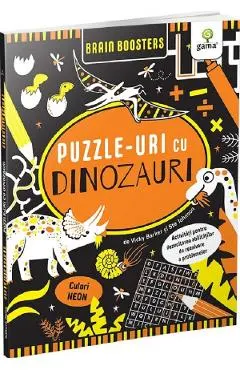 Coperta cărții Puzzle-uri cu dinozauri. Brain Boosters - Vicky Barker, Ste Johnson