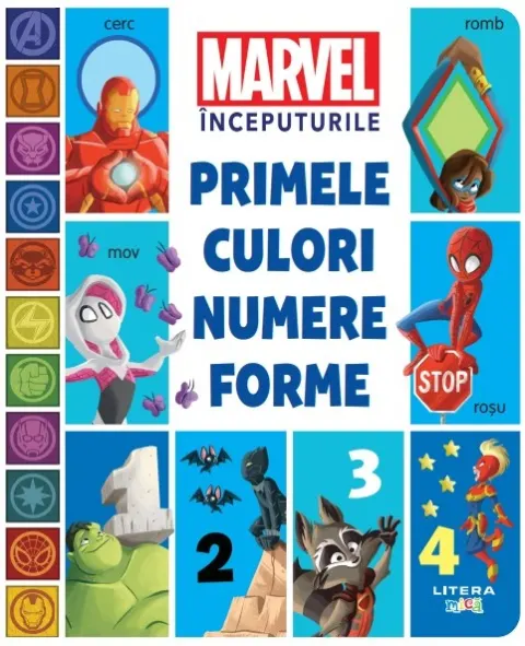 Coperta cărții Marvel Începuturile. Primele culori, numere, forme