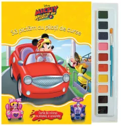 Coperta cărții Disney. Mickey și piloții de curse. Să pictăm cu piloții de curse. Carte de colorat cu pensulă și acuarele