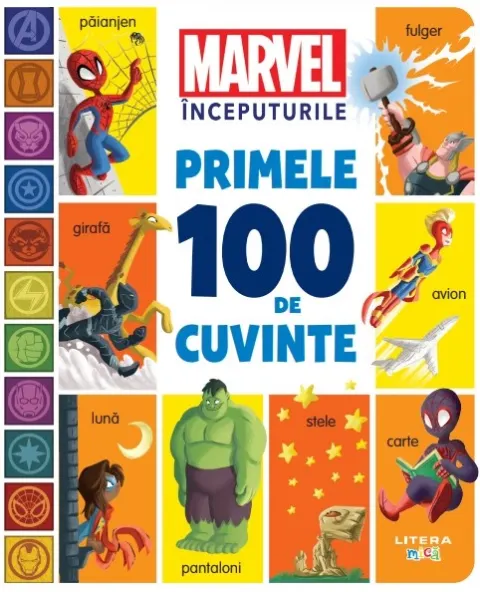 Coperta cărții Marvel Începuturile. Primele 100 de cuvinte