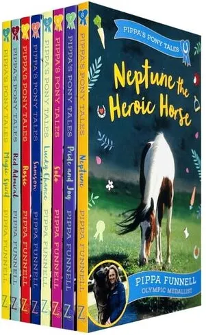 Coperta cărții Pippa's Pony Tales 8 Books Collection Set by Pippa Funnell (Magic Spirit, Red Admiral, Rosie, Samson, Lucky Chance, Solo, Pride and Joy, Neptune)