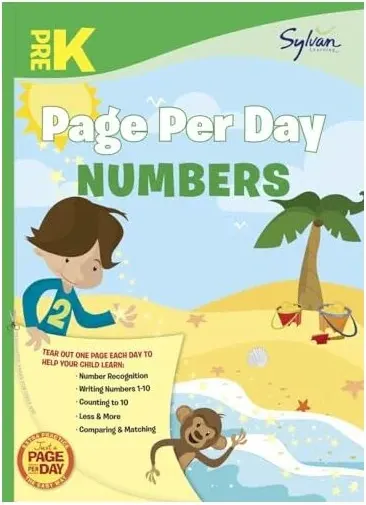 Coperta cărții Prek Page Per Day Numbers, Sylvan Learning, Kelly Woodard Parker