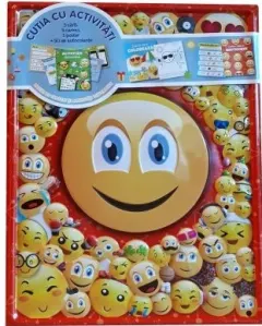 Coperta cărții Cutie emoticon. Cutia cu activitati (3 carti, 4 carioci,1 poster, 50 de autocolante)