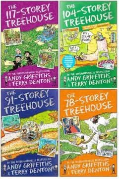 Coperta cărții The Treehouse Storey Books 6 - 9 Collection Set by Andy Griffiths & Terry Denton (117-Storey Treehouse, 104-Storey Treehouse, The 91-Storey Treehouse, The 78-Storey Treehouse)