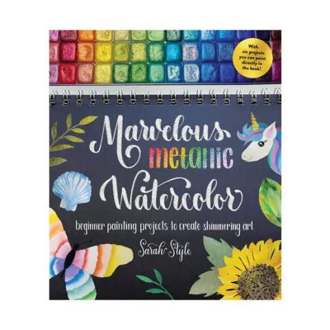 Coperta cărții Marvelous metallic watercolor: beginner painting projects to create shimmering art