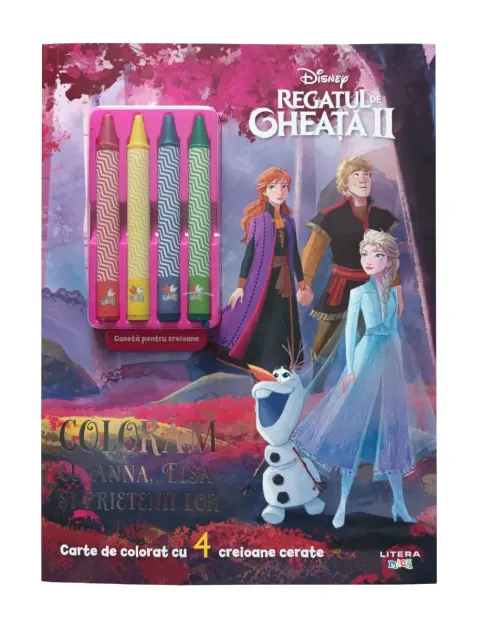 Coperta cărții Disney. Regatul de gheață II. Colorăm cu Anna, Elsa și prietenii lor (conține 4 creioane cerate)