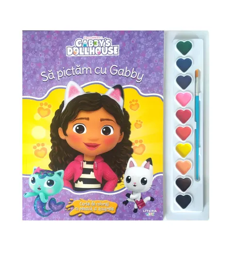 Coperta cărții Gabby's Dollhouse. Sa pictam cu Gabby. Carte de colorat cu pensula si acuarele