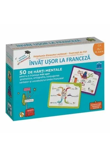 Coperta cărții Invat usor la franceza - 50 de harti mentale. VOLUMUL I - CP, CLS. I, A II-A