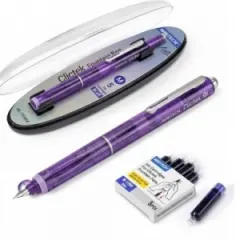 Coperta cărții Stilou retractabil Writech M corp violet cu cutie cadou si 5 patroane cerneala albastre