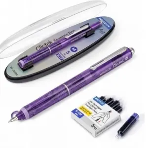 Coperta cărții Stilou retractabil Writech M corp violet cu cutie cadou si 5 patroane cerneala albastre