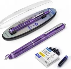 Coperta cărții Stilou retractabil Writech M corp violet cu cutie cadou si 5 patroane cerneala albastre