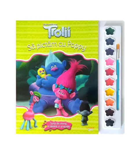 Coperta cărții Trolii. Sa pictam cu Poppy. Carte de colorat cu pensula si acuarele