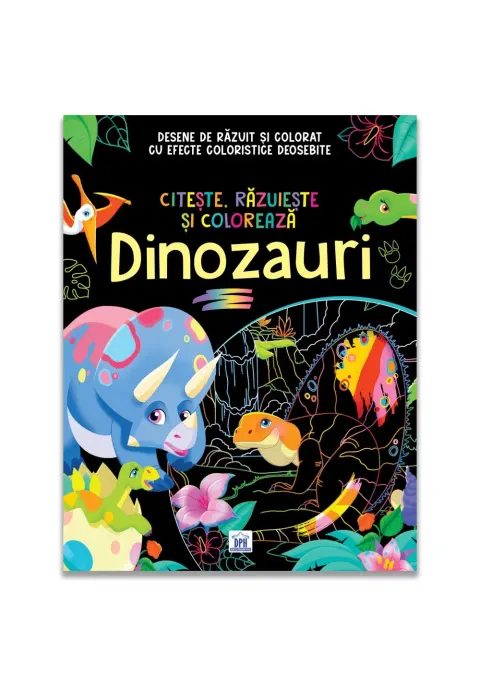 Coperta cărții Citește, răzuiește și colorează. Dinozauri