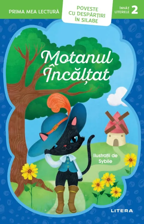 Coperta cărții Prima mea lectura. Motanul incaltat. Poveste cu despartiri in silabe (Nivelul 2)