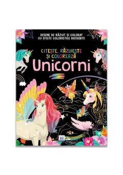 Coperta cărții Citește, răzuiește și colorează. Unicorni