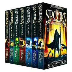 Coperta cărții The Spooks Books 1 - 7 Wardstone Chronicles Collection Set by Joseph Delaney (Apprentice, Curse, Secret, Battle, Mistake, Sacrifice & Nightmare)