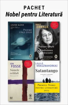 Coperta cărții Pachet Nobel pentru Literatură. Poeme: 1962-2020/Pasiune simplă/Numele celălalt/Satantango - Louise Glück