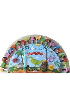Coperta cărții Dinozauri de colorat + 20 creioane
