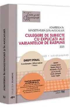 Coperta cărții Admiterea in magistratura si in avocatura. Culegere de subiecte. Drept penal Ed.7 - Mihai Adrian Hotca