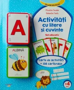 Coperta cărții Activitati cu litere si cuvinte. Set educativ. Carte de activitati + 108 cartonase - Mirella Cerato, Roberta Fanti
