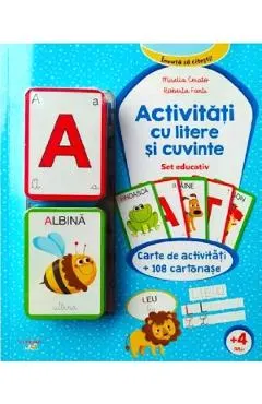 Coperta cărții Activitati cu litere si cuvinte. Set educativ. Carte de activitati + 108 cartonase - Mirella Cerato, Roberta Fanti