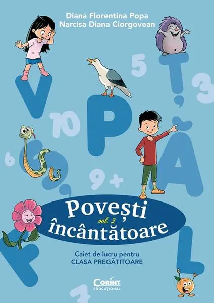 Coperta cărții Povești încântătoare. Caiet de lucru pentru clasa pregătitoare (Vol. 2)