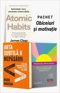 Coperta cărții Pachet Obiceiuri și motivație. Atomic Habits/Arta subtilă a nepăsării/Dimineața miraculoasă - James Clear