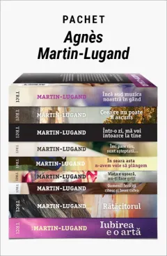 Coperta cărții Pachet Agnès Martin-Lugand. Iubirea e o artă/Rătăcitorul/Oamenii fericiți citesc și beau cafea/Viața e ușoară, nu-ți face griji/În seara asta n-avem voie să plângem/Îmi pare rău, sunt așteptată/Într-o zi mă voi întoarce la tine/Ceea ce nu poate fi ascuns