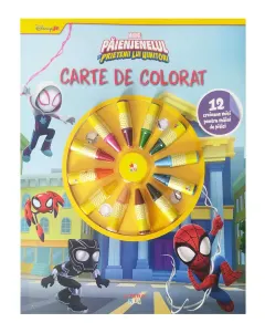 Coperta cărții Marvel. Paienjenelul si prietenii lui uimitori. Carte de colorat. 12 creioane mici pentru maini de pitici