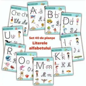Coperta cărții Literele alfabetului. Set 40 de planse didactice pentru clasa pregatitoare si pentru clasa I