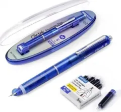 Coperta cărții Stilou retractabil Writech M corp albastru cu cutie cadou si 5 patroane cerneala albastre
