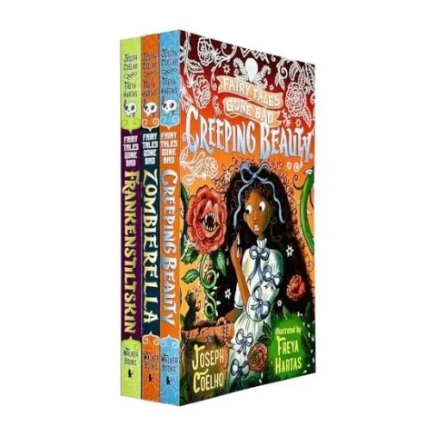 Coperta cărții Fairy Tales Gone Bad Series Collection 3 Books Set By Joseph Coelho (Zombierella, Creeping Beauty, Frankenstiltskin)