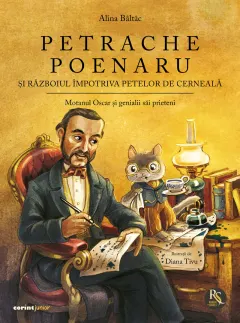 Coperta cărții Petrache Poenaru și războiul împotriva petelor de cerneală, cu autograf