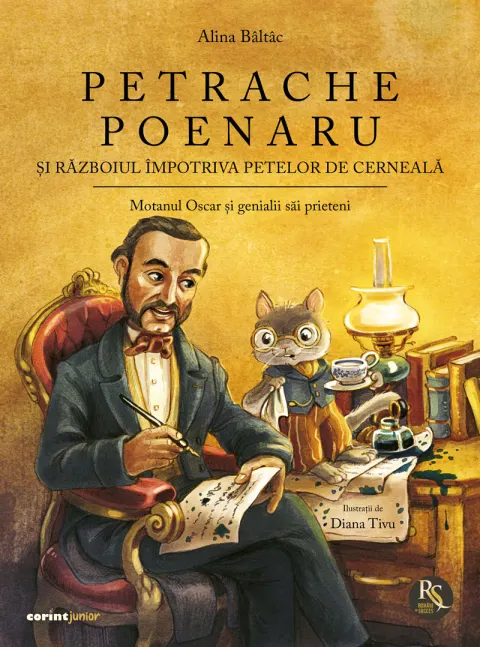 Coperta cărții Petrache Poenaru și războiul împotriva petelor de cerneală, cu autograf
