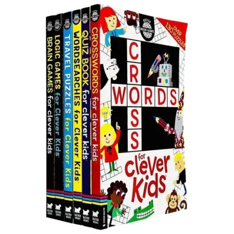 Coperta cărții Brain Games Clever Kids 6 Books Collection Set (brain Games, Travel Puzzle, Crosswords, Logic Games, Wordsearches & Quiz Book)