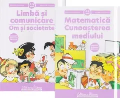 Coperta cărții Set doua carti, A4, grupa mijlocie 4-5 ani - Limba si comunicare - om si societate; Matematica - Cunoasterea mediului