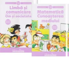 Coperta cărții Set doua carti, A4, grupa mijlocie 4-5 ani - Limba si comunicare - om si societate; Matematica - Cunoasterea mediului