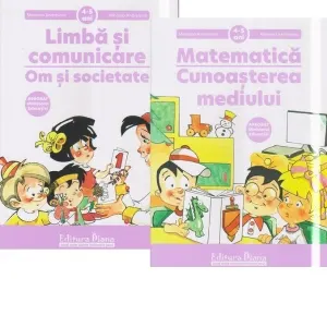 Coperta cărții Set doua carti, A4, grupa mijlocie 4-5 ani - Limba si comunicare - om si societate; Matematica - Cunoasterea mediului