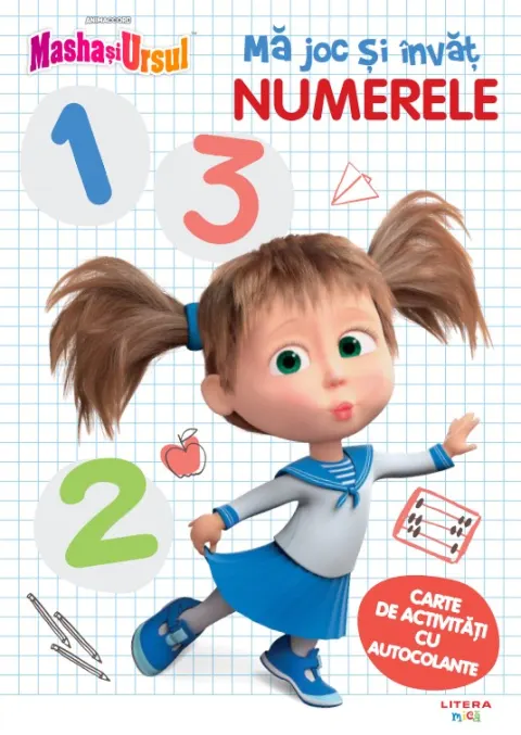 Coperta cărții Masha si Ursul. Ma joc si invat. Numerele. Carte de activitati cu autocolante
