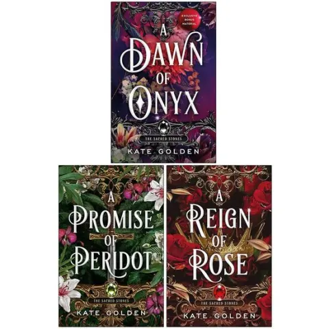 Coperta cărții Sacred Stones Series 3 Books Collection Set By Kate Golden (a Dawn Of Onyx, A Promise Of Peridot And A Reign Of Rose)