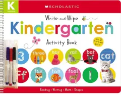 Coperta cărții Write-And-Wipe Kindergarten Activity Book pens