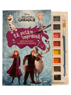 Coperta cărții Disney. Regatul de gheață II. Să pictăm împreună! Carte de colorat cu pensulă și acuarele
