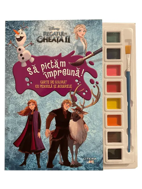 Coperta cărții Disney. Regatul de gheață II. Să pictăm împreună! Carte de colorat cu pensulă și acuarele