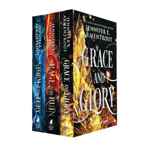 Coperta cărții The Harbinger Series 3 Books Set by Jennifer L. Armentrout (Storm and Fury, Rage and Ruin, Grace and Glory)