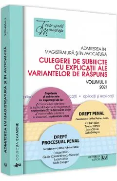 Coperta cărții Admiterea in magistratura si in avocatura Vol.2: Drept penal, Drept procesual penal Ed.3