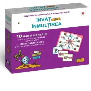 Coperta cărții Invat usor inmultirea. 10 harti mentale pentru a invata cu usurinta tabla inmultirii + 120 de carti de joc pentru a exersa amuzandu-te