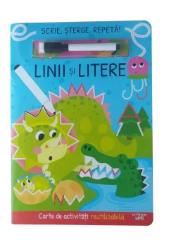 Coperta cărții Scrie, sterge, repeta! Linii si litere. Carte de activitati reutilizabila